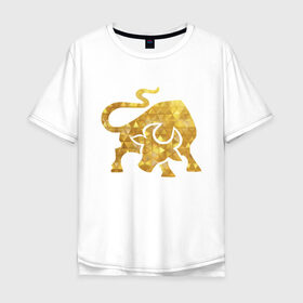 Мужская футболка хлопок Oversize с принтом Золотой Телец Год Быка в Курске, 100% хлопок | свободный крой, круглый ворот, “спинка” длиннее передней части | 