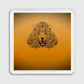Магнит 55*55 с принтом Леопард в Курске, Пластик | Размер: 65*65 мм; Размер печати: 55*55 мм | big cat | cat | leopard | кот | кошка | леопард
