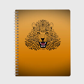 Тетрадь с принтом Леопард в Курске, 100% бумага | 48 листов, плотность листов — 60 г/м2, плотность картонной обложки — 250 г/м2. Листы скреплены сбоку удобной пружинной спиралью. Уголки страниц и обложки скругленные. Цвет линий — светло-серый
 | big cat | cat | leopard | кот | кошка | леопард