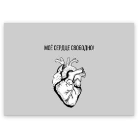 Поздравительная открытка с принтом Моё сердце свободно. в Курске, 100% бумага | плотность бумаги 280 г/м2, матовая, на обратной стороне линовка и место для марки
 | анатомия | вены и сосуды. | любовь | позитив | прикольные фразы | свободное сердце | сердце