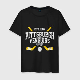 Мужская футболка хлопок с принтом Pittsburgh Penguins в Курске, 100% хлопок | прямой крой, круглый вырез горловины, длина до линии бедер, слегка спущенное плечо. | Тематика изображения на принте: hockey | nhl | penguins | pittsburg | pittsburgh | pittsburgh penguins | usa | нхл | пингвинз | питтсбург | питтсбург пингвинз | спорт | сша | хоккей | шайба