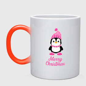 Кружка хамелеон с принтом Пингвин в Курске, керамика | меняет цвет при нагревании, емкость 330 мл | 2021 | merry christmas | белка | год быка | дед мороз | детская | дух  рождества | дух нового года | енот | животное | лиса | милый пингвин | новогодняя | пенгвин | пингвин | пингвиненок | пингвины | праздник