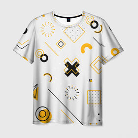 Мужская футболка 3D с принтом узоры в Курске, 100% полиэфир | прямой крой, круглый вырез горловины, длина до линии бедер | крестик | круг | полоски | разноцветные | стрелки | точка | узоры