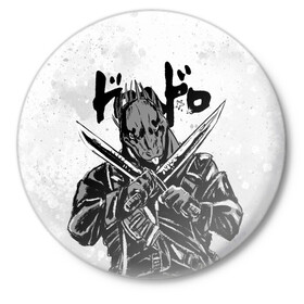 Значок с принтом Кайман с мечами Дорохедоро в Курске,  металл | круглая форма, металлическая застежка в виде булавки | anime | caiman | dorohedoro | manga | аниме | дорохедоро | кайман | манга