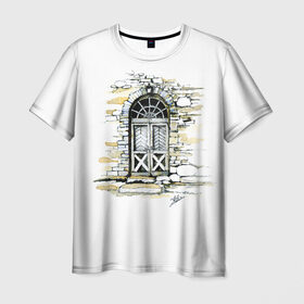 Мужская футболка 3D с принтом Старая дверь в Курске, 100% полиэфир | прямой крой, круглый вырез горловины, длина до линии бедер | акварель | графика | старая дверь