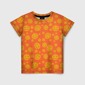 Детская футболка 3D с принтом Helloween Pumpkin - Хеллоуин в Курске, 100% гипоаллергенный полиэфир | прямой крой, круглый вырез горловины, длина до линии бедер, чуть спущенное плечо, ткань немного тянется | Тематика изображения на принте: helloween | orange | pumpkin | оранжевый | тыквы | хеллоуин