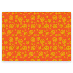 Поздравительная открытка с принтом Helloween Pumpkin - Хеллоуин в Курске, 100% бумага | плотность бумаги 280 г/м2, матовая, на обратной стороне линовка и место для марки
 | Тематика изображения на принте: helloween | orange | pumpkin | оранжевый | тыквы | хеллоуин