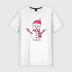 Мужская футболка хлопок Slim с принтом Снеговик в Курске, 92% хлопок, 8% лайкра | приталенный силуэт, круглый вырез ворота, длина до линии бедра, короткий рукав | 