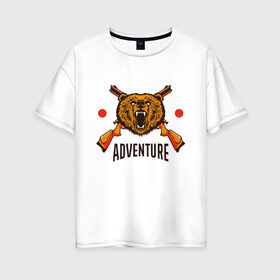 Женская футболка хлопок Oversize с принтом Охотникам в Курске, 100% хлопок | свободный крой, круглый ворот, спущенный рукав, длина до линии бедер
 | 