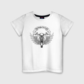 Детская футболка хлопок с принтом Мотоциклист в Курске, 100% хлопок | круглый вырез горловины, полуприлегающий силуэт, длина до линии бедер | 