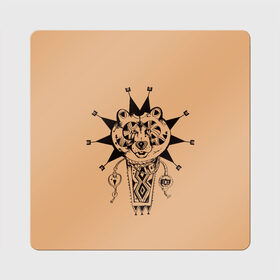 Магнит виниловый Квадрат с принтом Медведь татем в Курске, полимерный материал с магнитным слоем | размер 9*9 см, закругленные углы | амулет | знак | медведь | символика | талисман | татем | татуировки. | язычество