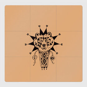 Магнитный плакат 3Х3 с принтом Медведь татем в Курске, Полимерный материал с магнитным слоем | 9 деталей размером 9*9 см | Тематика изображения на принте: амулет | знак | медведь | символика | талисман | татем | татуировки. | язычество
