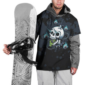 Накидка на куртку 3D с принтом Череп в шоке в Курске, 100% полиэстер |  | skate | style | дизайнерское | для скейтеров | молния | скейт | скейтерское | скелет | стильное | ток | хипстерское | череп | черепа