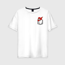 Женская футболка хлопок Oversize с принтом Карманный Санта в Курске, 100% хлопок | свободный крой, круглый ворот, спущенный рукав, длина до линии бедер
 | 
