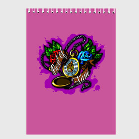 Скетчбук с принтом Лучшее время в Курске, 100% бумага
 | 48 листов, плотность листов — 100 г/м2, плотность картонной обложки — 250 г/м2. Листы скреплены сверху удобной пружинной спиралью | иностранные фразы | лучшее время | ретро | розы | романтика. | татуировки | цветы | часы