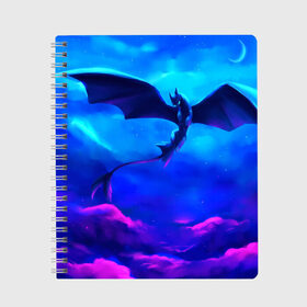 Тетрадь с принтом Беззубик в Курске, 100% бумага | 48 листов, плотность листов — 60 г/м2, плотность картонной обложки — 250 г/м2. Листы скреплены сбоку удобной пружинной спиралью. Уголки страниц и обложки скругленные. Цвет линий — светло-серый
 | dragon | how to train your dragon the hidden world | драконы | икинг | как приручить дракона 3 | персонажи