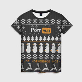 Женская футболка 3D с принтом Christmas PornHub в Курске, 100% полиэфир ( синтетическое хлопкоподобное полотно) | прямой крой, круглый вырез горловины, длина до линии бедер | 