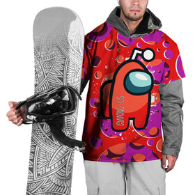 Накидка на куртку 3D с принтом Among us в Курске, 100% полиэстер |  | among us | видеоигры | злобные пришельцы | космические человечки | круги | оранжевый 
 человечек | эмонг ас