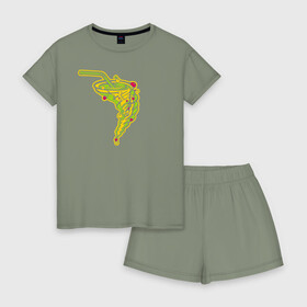 Женская пижама с шортиками хлопок с принтом Juicy tornado в Курске, 100% хлопок | футболка прямого кроя, шорты свободные с широкой мягкой резинкой | juicy | tornado | сок | сочно | торнадо | фрукты