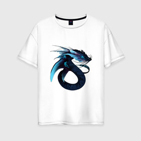 Женская футболка хлопок Oversize с принтом Морской левиафан в Курске, 100% хлопок | свободный крой, круглый ворот, спущенный рукав, длина до линии бедер
 | арт | глубина | дракон | дракон глубин | инопланетянин | левиафан | рисунок | синий