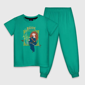 Детская пижама хлопок с принтом Храбрая Сердцем в Курске, 100% хлопок |  брюки и футболка прямого кроя, без карманов, на брюках мягкая резинка на поясе и по низу штанин
 | brave | merida | pixar | vdzabma | мерида | пиксар | храбрая | храбрая сердцем