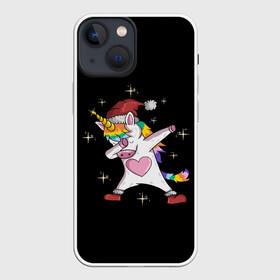 Чехол для iPhone 13 mini с принтом Unicorn Dab в Курске,  |  | art | christmas | dab | heart | new year | rainbow | santa hat | stars | unicorn | арт | единорог | звезды | новый год | радуга | рождество | сердце | шапка санты