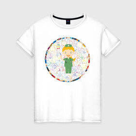 Женская футболка хлопок с принтом Медсестра АнтиПсихоВирус в Курске, 100% хлопок | прямой крой, круглый вырез горловины, длина до линии бедер, слегка спущенное плечо | 