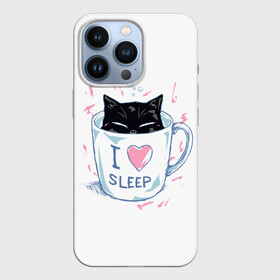 Чехол для iPhone 13 Pro с принтом Я Люблю Спать в Курске,  |  | cat | cats | coffee | i | love | nekoffee | night | sleep | вечер | жарко | зима | кот | котенок | котик | котэ | котяра | котята | кофе | кошка | люблю | любовь | нежное | нежный | ночь | сон | спать | тепло | холод | холодно | я