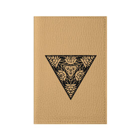 Обложка для паспорта матовая кожа с принтом Магический треугольник-оберег в Курске, натуральная матовая кожа | размер 19,3 х 13,7 см; прозрачные пластиковые крепления | знаки | оберег | символика | симметрия | талисман | татуировки. | треугольник | узоры