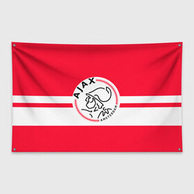 Флаг-баннер с принтом AJAX AMSTERDAM в Курске, 100% полиэстер | размер 67 х 109 см, плотность ткани — 95 г/м2; по краям флага есть четыре люверса для крепления | ajax | amsterdam | football | holland | red | sport | team | white | амстердам | аякс | гол | голландия | красный | логотип | мяч | нидерланды | полосы | спорт | футбол