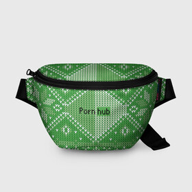 Поясная сумка 3D с принтом PornHub в Курске, 100% полиэстер | плотная ткань, ремень с регулируемой длиной, внутри несколько карманов для мелочей, основное отделение и карман с обратной стороны сумки застегиваются на молнию | cool | fashion | green | hype | pattern | rdmerryhab | зеленый | круто | мода | узор | хайп