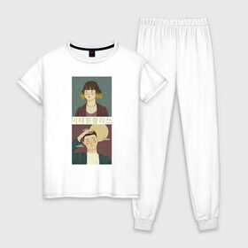 Женская пижама хлопок с принтом Итэвон класс в Курске, 100% хлопок | брюки и футболка прямого кроя, без карманов, на брюках мягкая резинка на поясе и по низу штанин | 