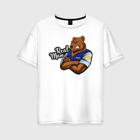 Женская футболка хлопок Oversize с принтом Крутой медведь mr Bear в Курске, 100% хлопок | свободный крой, круглый ворот, спущенный рукав, длина до линии бедер
 | 23 февраля | bear | real man | военный | дерзкий | клыки | крутой | медведь | милиция | мишка | мужик | мускулы | опасный | парень | прикольный | реальный | русский | сильный