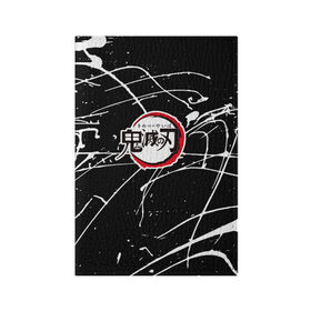 Обложка для паспорта матовая кожа с принтом Demon Slayer: Kimetsu no Yaiba в Курске, натуральная матовая кожа | размер 19,3 х 13,7 см; прозрачные пластиковые крепления | Тематика изображения на принте: anime | demon slayer | аниме | демон | манга | мультик | мультфильм | надпись на японском | танджиро камадо