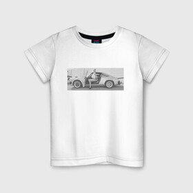 Детская футболка хлопок с принтом Porshe в Курске, 100% хлопок | круглый вырез горловины, полуприлегающий силуэт, длина до линии бедер | Тематика изображения на принте: 911 | porshe | гоночный автомобиль | девушка и авто | немецкий автомобиль | порш