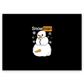 Поздравительная открытка с принтом Снеговик в Курске, 100% бумага | плотность бумаги 280 г/м2, матовая, на обратной стороне линовка и место для марки
 | 2021 | brazzers | christmas | happy new year | marry christmas | marry x mas | new year | snow | snowman | winter | бразерс | браззерс | новогодний | новогодний свитер | новый год | пошлый | праздничный | снег | сне