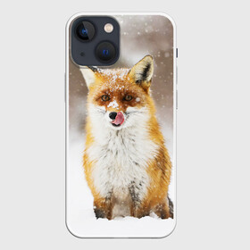 Чехол для iPhone 13 mini с принтом Лиса в Курске,  |  | animal | fox | foxy | snow | winter | животное | животные | звери | зверь | зима | лиса | лисица | мороз | рыжая | снег | снежинка