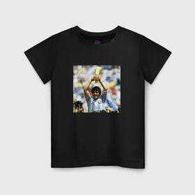 Детская футболка хлопок с принтом Диего Марадона  в Курске, 100% хлопок | круглый вырез горловины, полуприлегающий силуэт, длина до линии бедер | diego | maradona | maradonna | napoli | бога | диего | марадона | марадонна | наполи | ретро | рука | форма | футбол