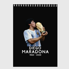 Скетчбук с принтом Diego Maradona в Курске, 100% бумага
 | 48 листов, плотность листов — 100 г/м2, плотность картонной обложки — 250 г/м2. Листы скреплены сверху удобной пружинной спиралью | 10 | 1960 | 2020 | argentina | barcelona | diego | football | legend | leo | lionel | maradona | messi | retro | rip | soccer | аргентина | барселона | бога | диего | легенда | лионель | марадона | месси | мяч | ретро | рука | форма | футбол