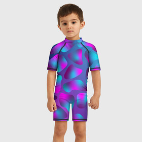 Детский купальный костюм 3D с принтом Неоновые капли в Курске, Полиэстер 85%, Спандекс 15% | застежка на молнии на спине | neon | newschool | purple | rap | абстракция | бензин | капли | кислотный | неон | разводы | розовый | фиолетовый