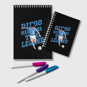 Блокнот с принтом Diego Maradona в Курске, 100% бумага | 48 листов, плотность листов — 60 г/м2, плотность картонной обложки — 250 г/м2. Листы скреплены удобной пружинной спиралью. Цвет линий — светло-серый
 | Тематика изображения на принте: 10 | 1960 | 2020 | argentina | barcelona | diego | football | legend | leo | lionel | maradona | messi | retro | rip | soccer | аргентина | барселона | бога | диего | легенда | лионель | марадона | месси | мяч | ретро | рука | форма | футбол