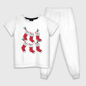Детская пижама хлопок с принтом Друзья новогодние носки в Курске, 100% хлопок |  брюки и футболка прямого кроя, без карманов, на брюках мягкая резинка на поясе и по низу штанин
 | chandler | christmas | friends | joey | logo | monika | phoebe | rachel | ross | vdkarsve | xmas | друзья | логотип | новый год | сериал