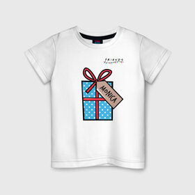 Детская футболка хлопок с принтом Friends. Подарок Monica в Курске, 100% хлопок | круглый вырез горловины, полуприлегающий силуэт, длина до линии бедер | christmas | friends | gift | monica | vdkarsve | xmas | друзья | новый год | подарок | сериал