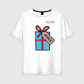 Женская футболка хлопок Oversize с принтом Friends. Подарок Monica в Курске, 100% хлопок | свободный крой, круглый ворот, спущенный рукав, длина до линии бедер
 | christmas | friends | gift | monica | vdkarsve | xmas | друзья | новый год | подарок | сериал