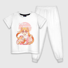 Детская пижама хлопок с принтом Sailor Moon Coffee в Курске, 100% хлопок |  брюки и футболка прямого кроя, без карманов, на брюках мягкая резинка на поясе и по низу штанин
 | anime | animegirl | cute | kavai | kavaii | madara | manga | sailor | sailorchibimoon | sailorjupiter | sailormars | sailormercury | sailormoon | sailormooncrystal | sailorvenus | usagi | usagitsukino | аниме | анимесейлормун | каваи | сейлормун