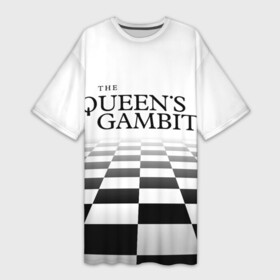 Платье-футболка 3D с принтом ХОД КОРОЛЕВЫ в Курске,  |  | Тематика изображения на принте: chess | netflix | the queens gambit | бет хармон | нетфликс | ход королевы | шахматистка. | шахматы