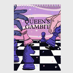 Скетчбук с принтом The Queens Gambit в Курске, 100% бумага
 | 48 листов, плотность листов — 100 г/м2, плотность картонной обложки — 250 г/м2. Листы скреплены сверху удобной пружинной спиралью | Тематика изображения на принте: beth harmon | chess | queens gambit | the queens gambit | аня тейлор джой | бет хармон | нетфликс | ход королевы | шахматы