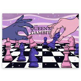 Поздравительная открытка с принтом The Queens Gambit в Курске, 100% бумага | плотность бумаги 280 г/м2, матовая, на обратной стороне линовка и место для марки
 | Тематика изображения на принте: beth harmon | chess | queens gambit | the queens gambit | аня тейлор джой | бет хармон | нетфликс | ход королевы | шахматы