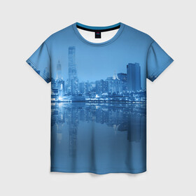 Женская футболка 3D с принтом New York в Курске, 100% полиэфир ( синтетическое хлопкоподобное полотно) | прямой крой, круглый вырез горловины, длина до линии бедер | new york | архитектура | здания | мост | сша