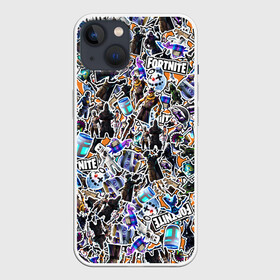 Чехол для iPhone 13 с принтом Fortnite Sticker Bombing в Курске,  |  | fortnite | game | игра | персонажи | стикер бомбинг | фортнайт